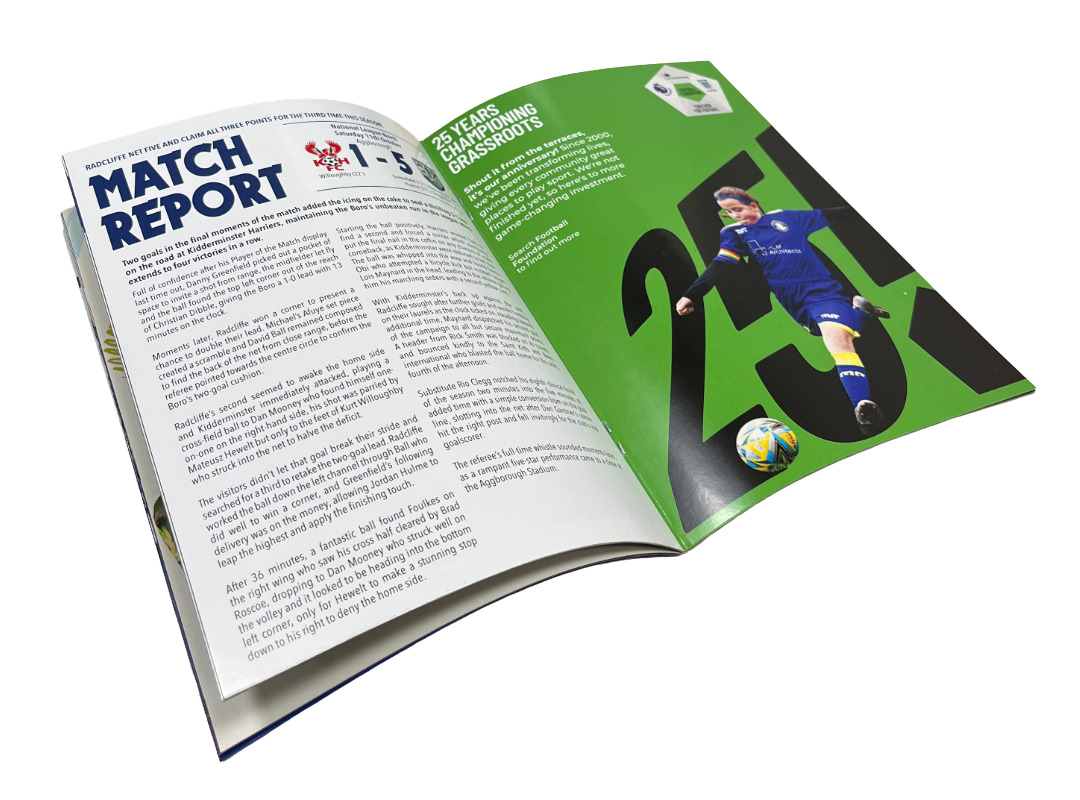 Matchday Programmes Example Latest Projects: Print for sports teams, clubs and organisations