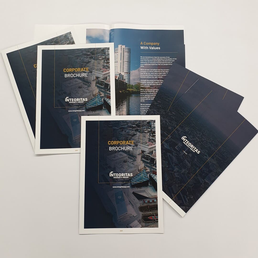 Printed corporate brochures printed here in Bolton