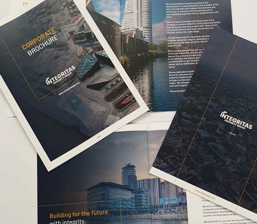 Printed brochures and presentation folders for local businesses